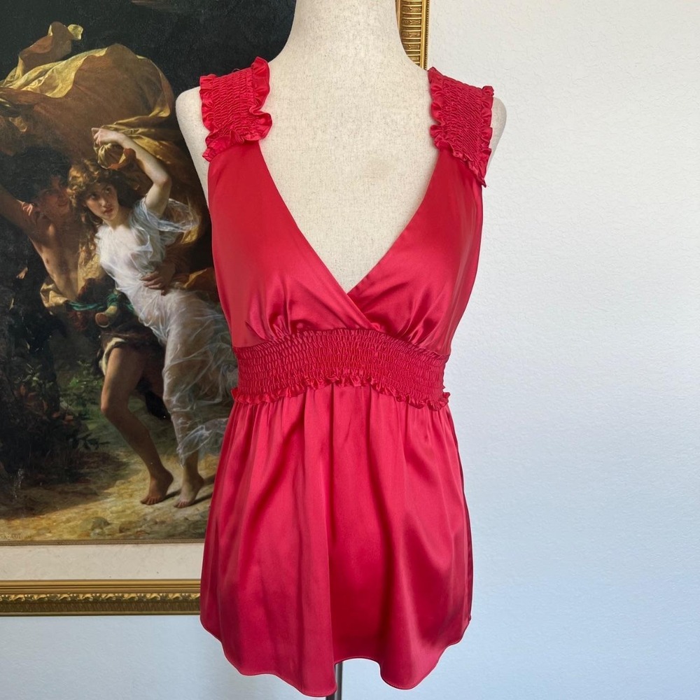 BCBG Silk Babydoll Sleeveless Blouse
